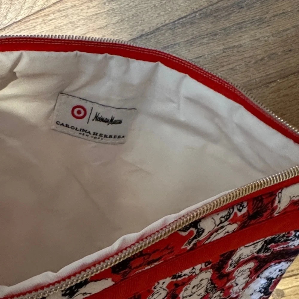 Carolina Herrera Red and White Patterned Pouch